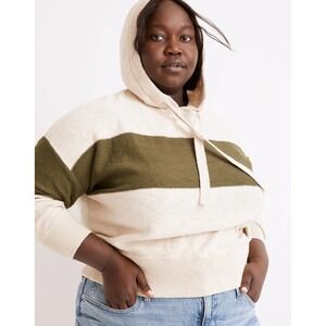 Madewell Womens XL Clairview Hoodie Sweeater in Colorblock Long Sleeve Sweater